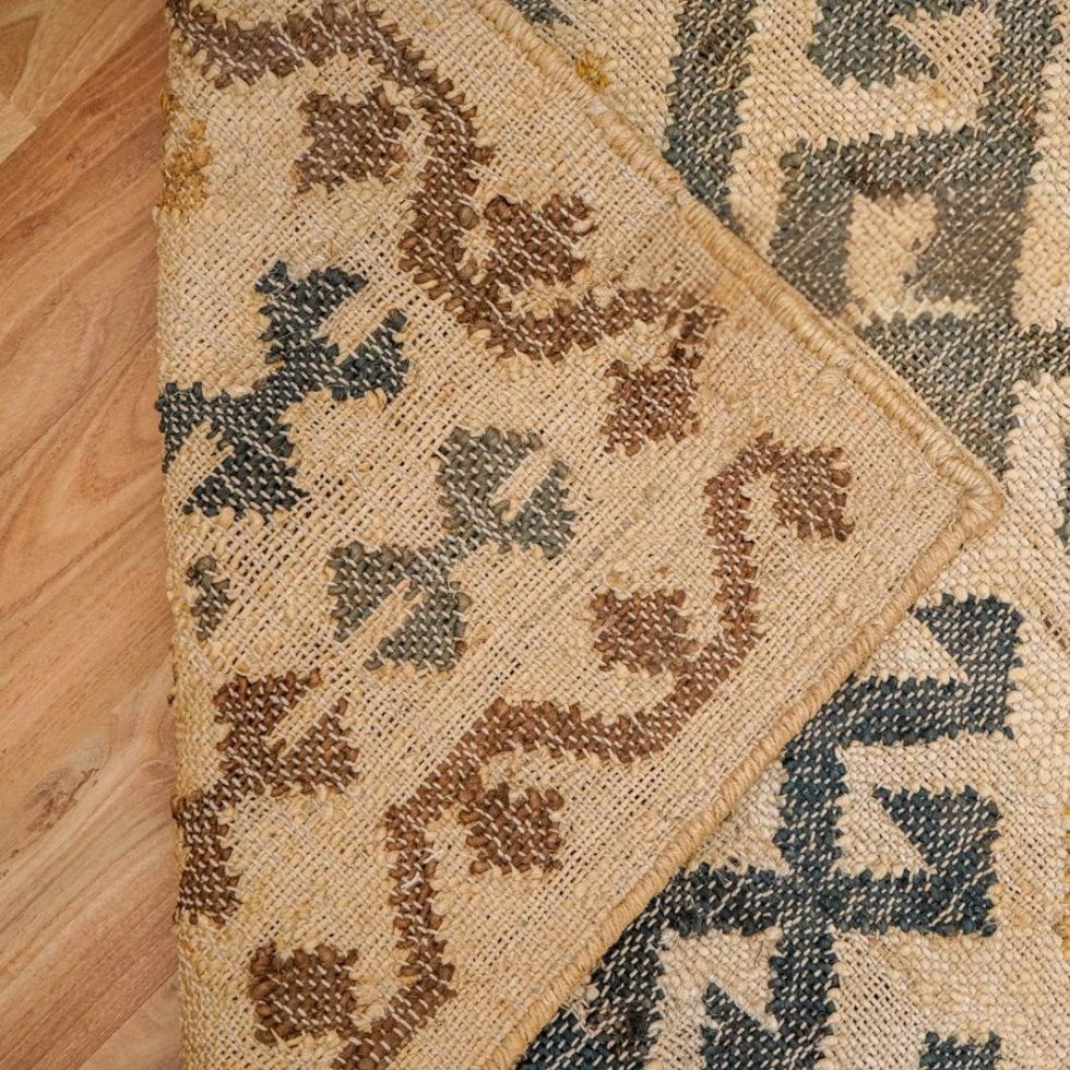 Beige aztec katoenen en jute vloerkleed - Afbeelding 4