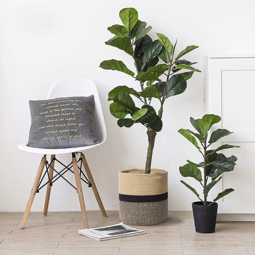 Jute plantenmand in zwart en naturel - Afbeelding 3