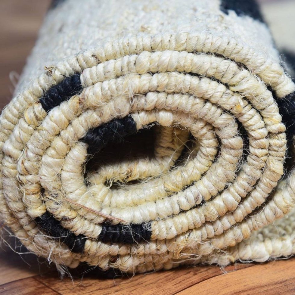 Zwart-wit hennep jute tapijt loper - Afbeelding 4