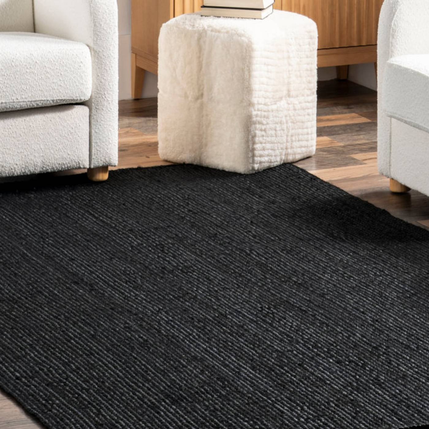 Zwart jute vloerkleed Zwart jute vloerkleed