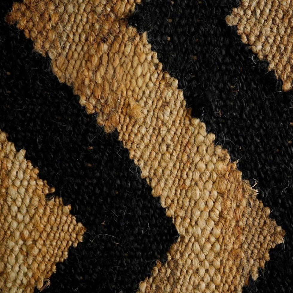 Zwart zigzag hennep jute vloerkleed - Afbeelding 4