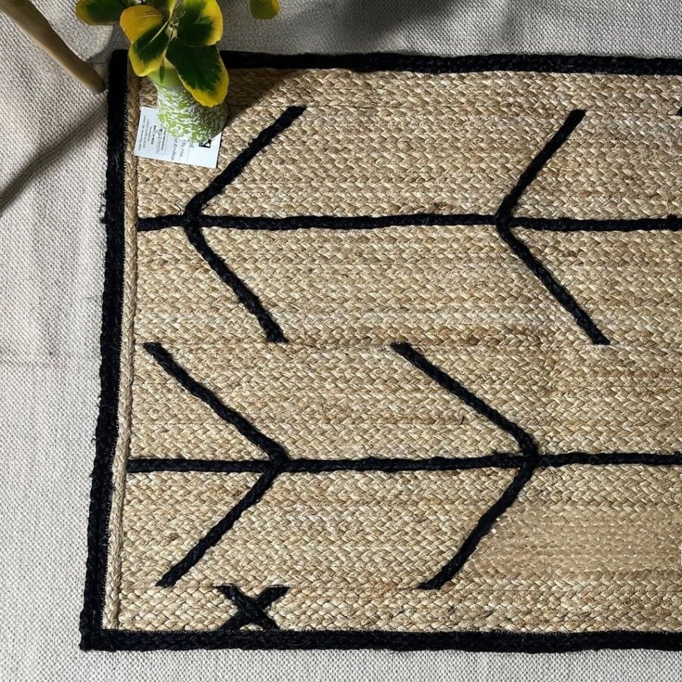 Gevlochten jute vloerkleden met zwarte rand - Afbeelding 3