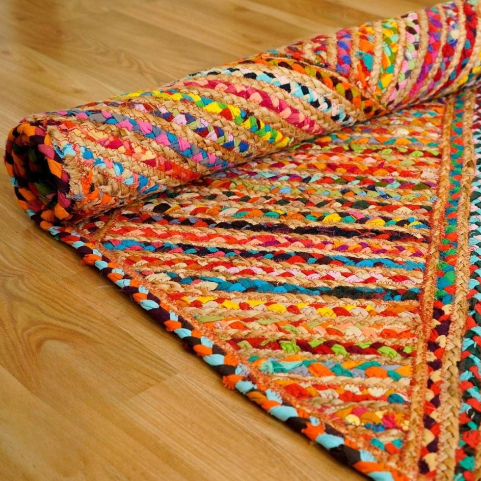 Chindi multicolor gestreept jute vloerkleed - Afbeelding 2