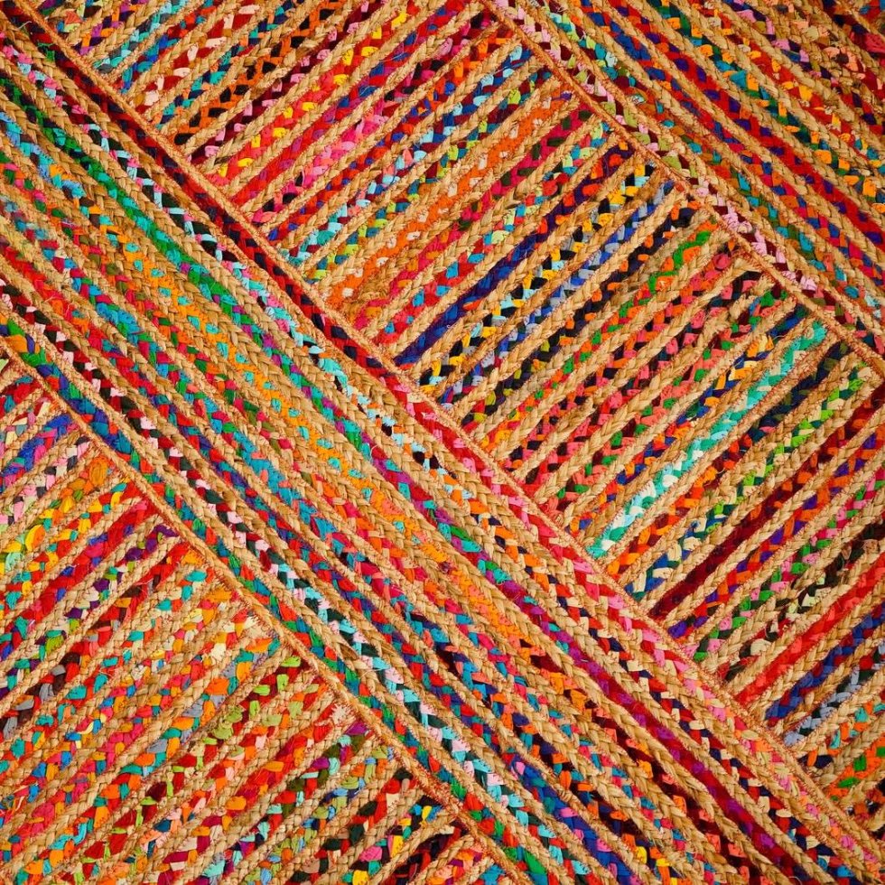 Chindi multicolor gestreept jute vloerkleed - Afbeelding 4