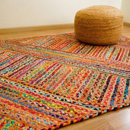 Chindi multicolor gestreept jute vloerkleed