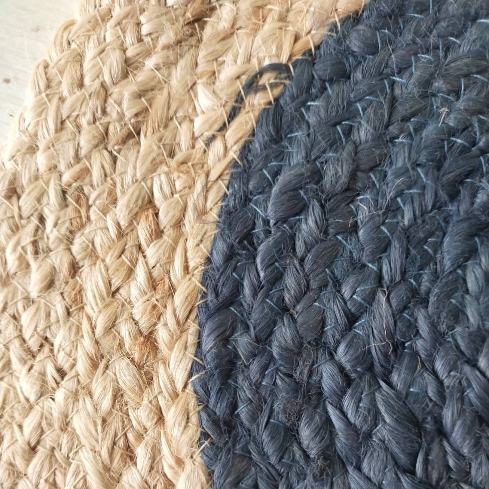 Donkergrijze jute ronde placemats - Afbeelding 5