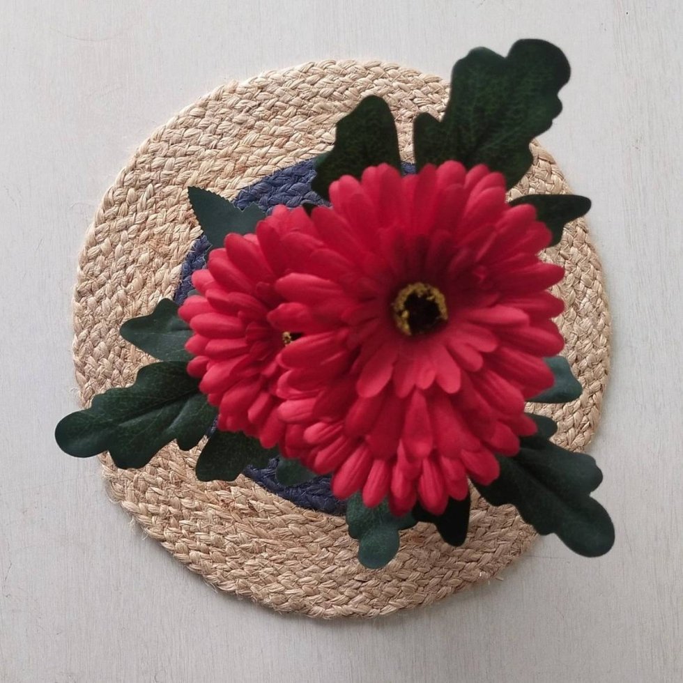 Donkergrijze jute ronde placemats - Afbeelding 2