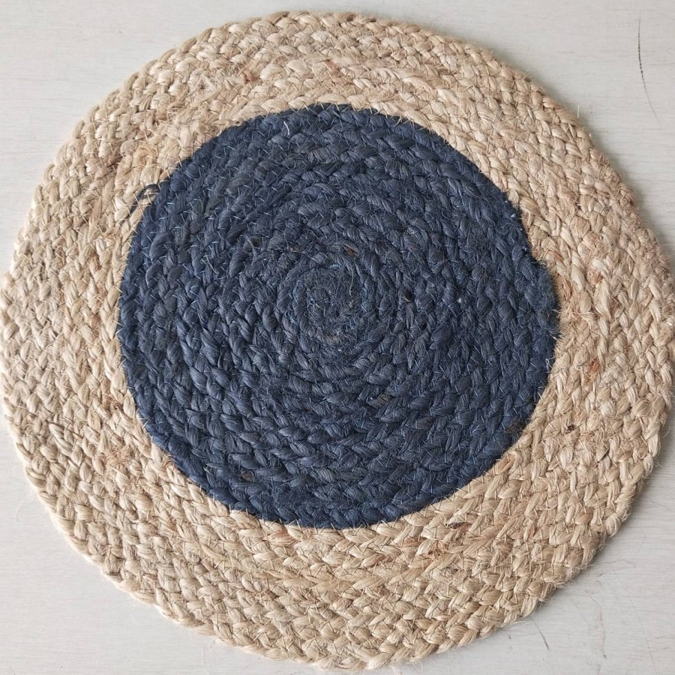 Donkergrijze jute ronde placemats