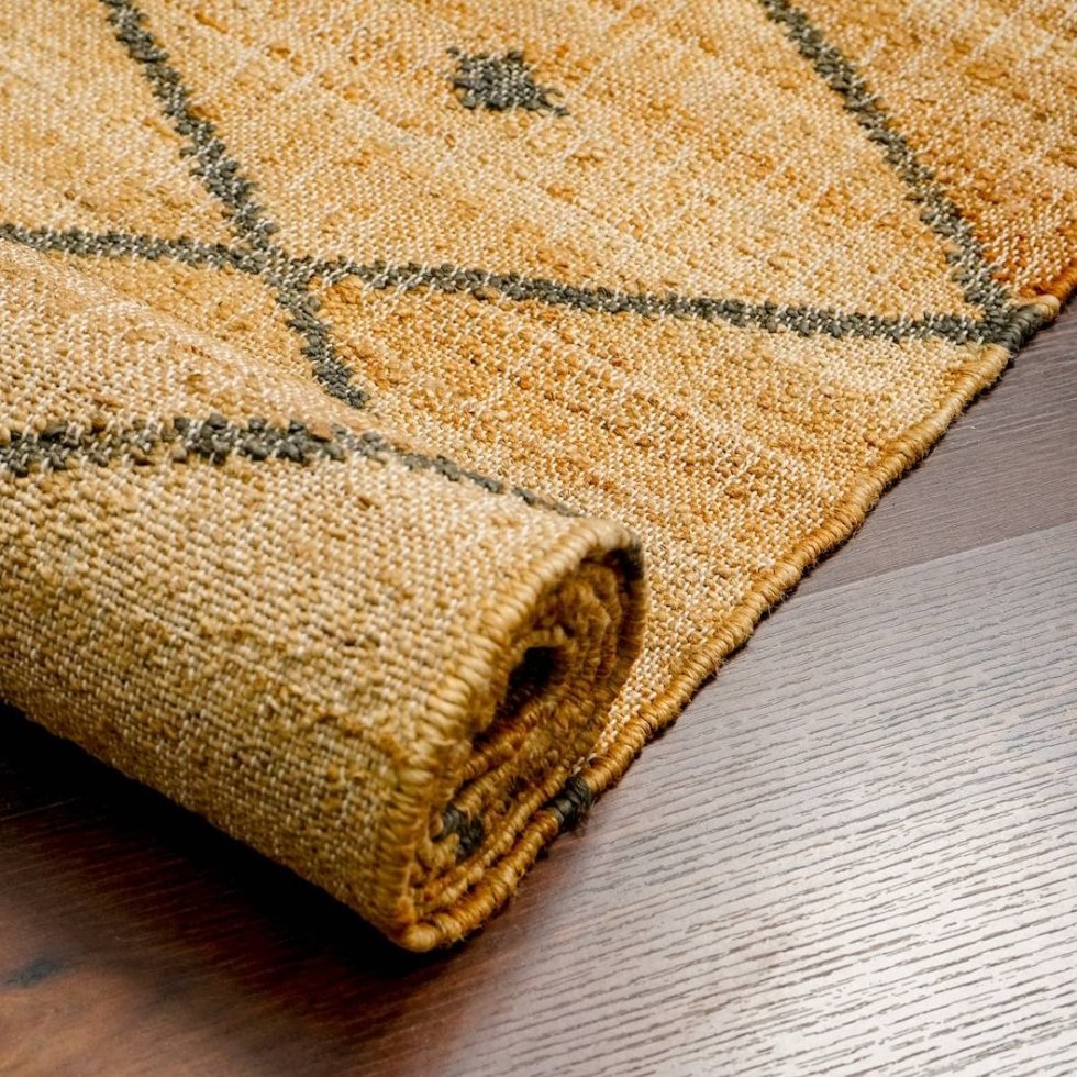 Diamond jute vloerkleed met houtskool stippen - Afbeelding 4