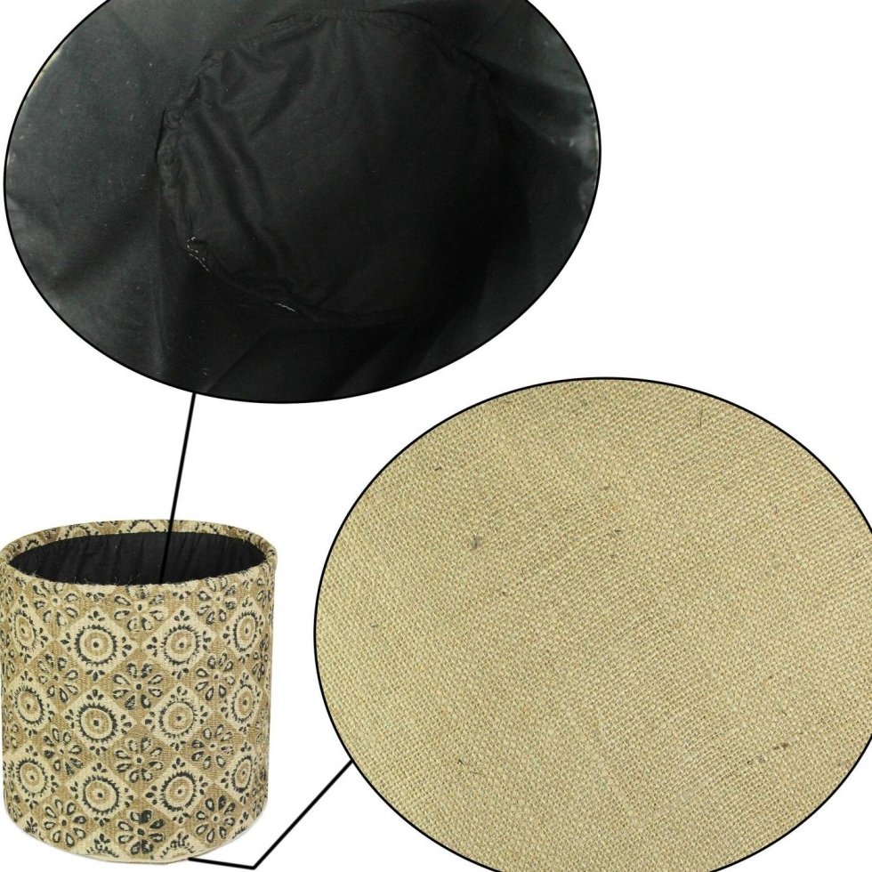 Green diamond jute round basket - Afbeelding 4