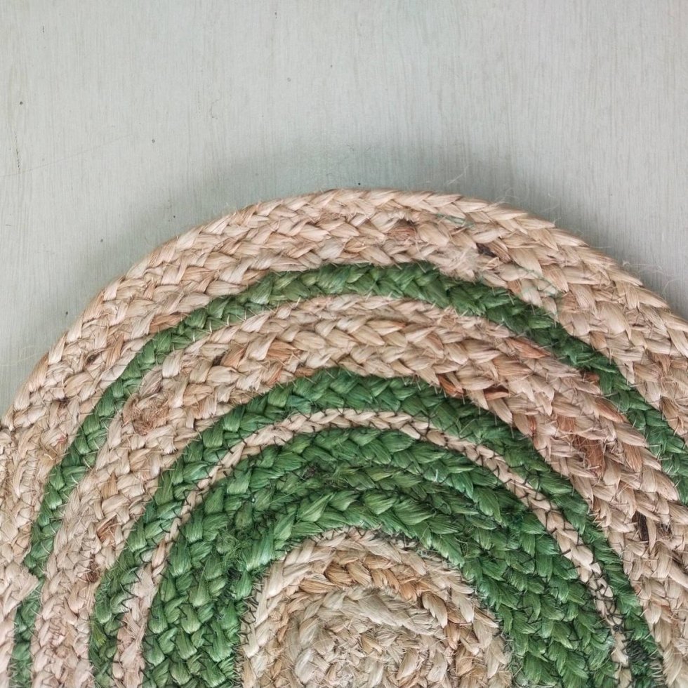 Groene ronde en ovale jute placemats - Afbeelding 4