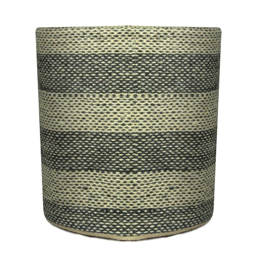 Green stripe jute round basket
