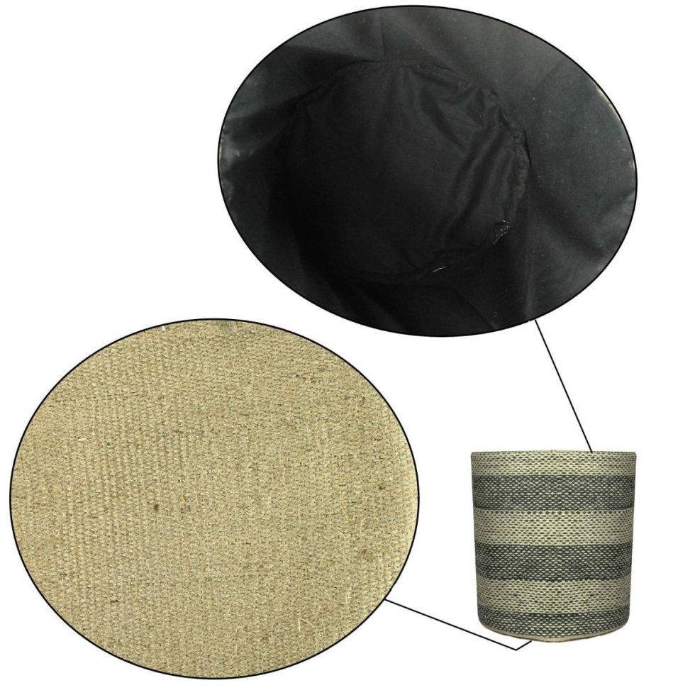 Green stripe jute round basket - Afbeelding 3
