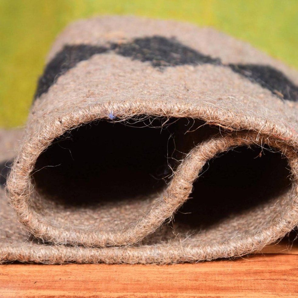 Groen vloerkleed van wol en jute - Afbeelding 4