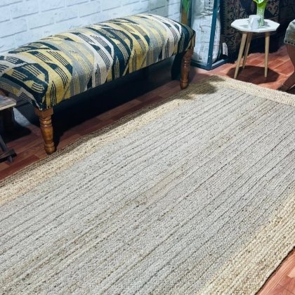 Grijs gevlochten jute vloerkleed