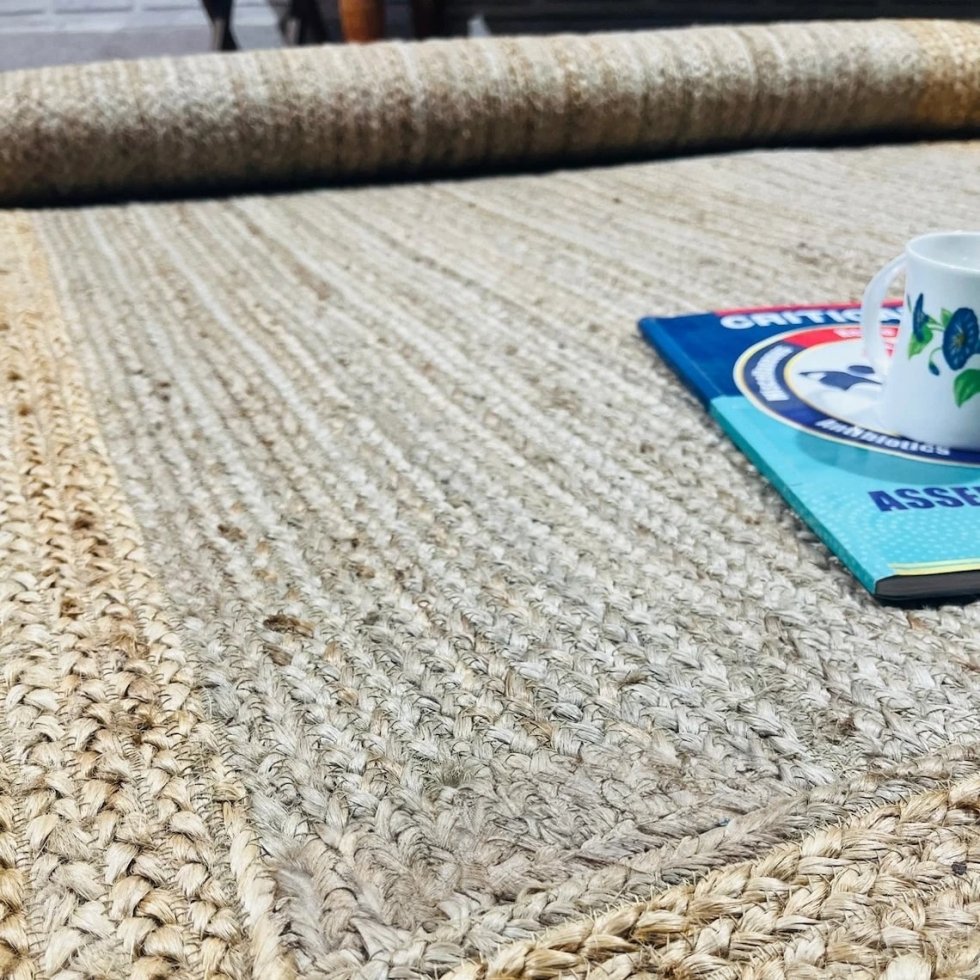 Grijs gevlochten jute vloerkleed - Afbeelding 5