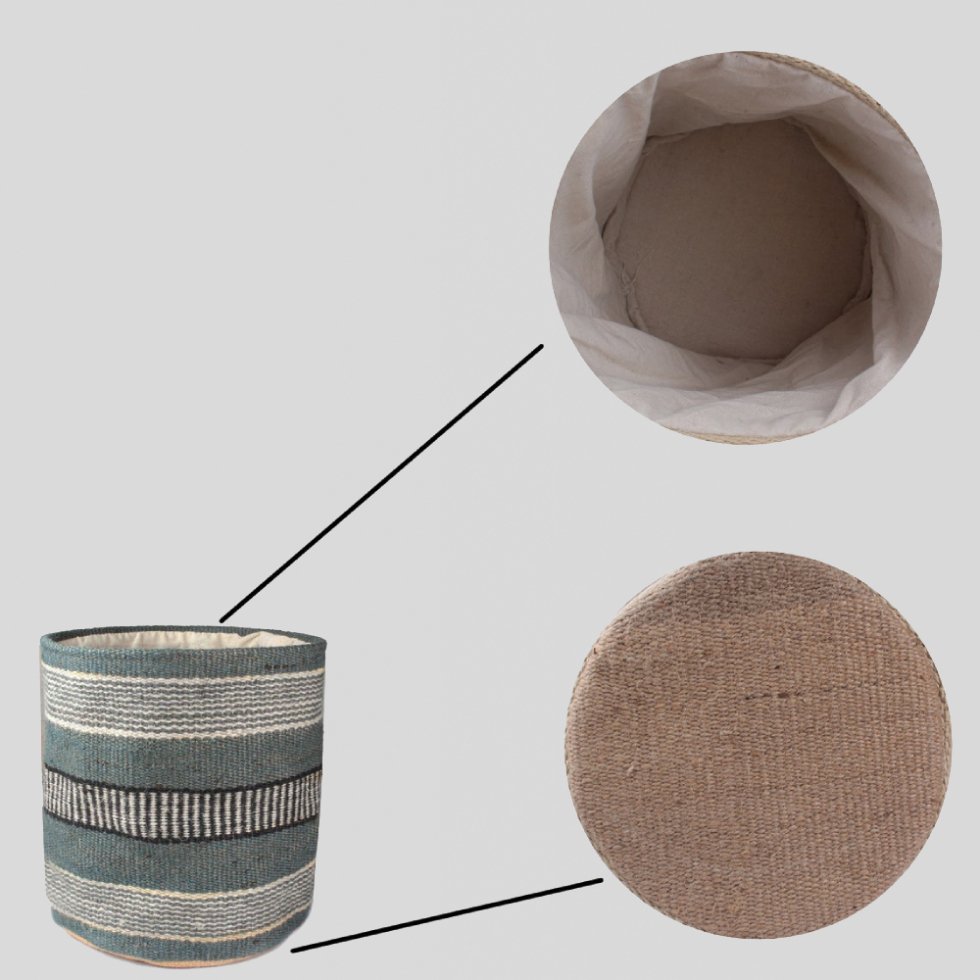 Grey stripe jute flower basket - Afbeelding 3