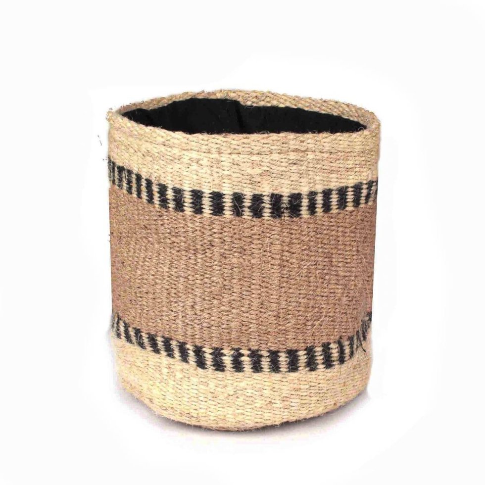 Ivory and beige jute round basket - Afbeelding 2
