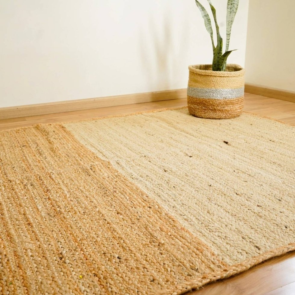 Ivoor en naturel gevlochten jute vloerkleed - Afbeelding 2