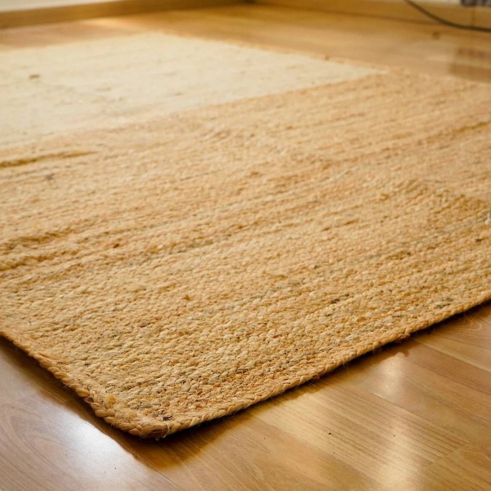 Ivoor en naturel gevlochten jute vloerkleed - Afbeelding 5