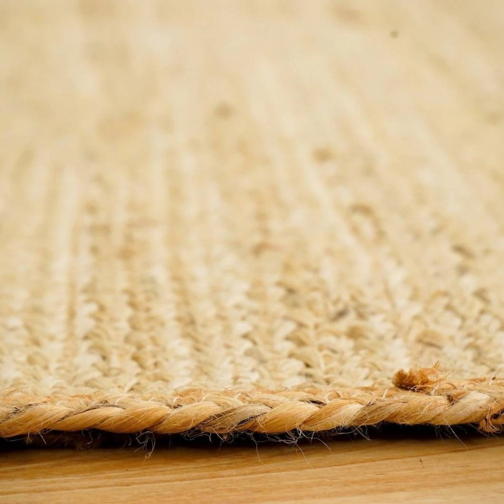 Ivoor en naturel gevlochten jute vloerkleed - Afbeelding 6