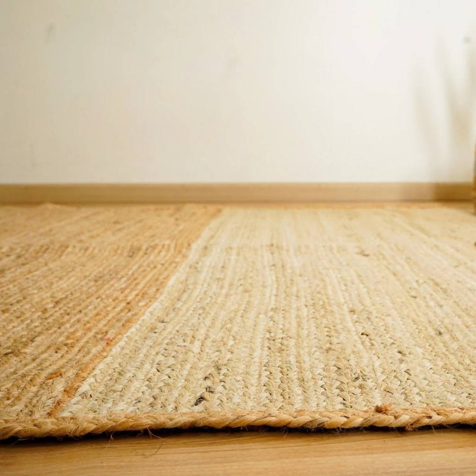 Ivoor en naturel gevlochten jute vloerkleed - Afbeelding 3