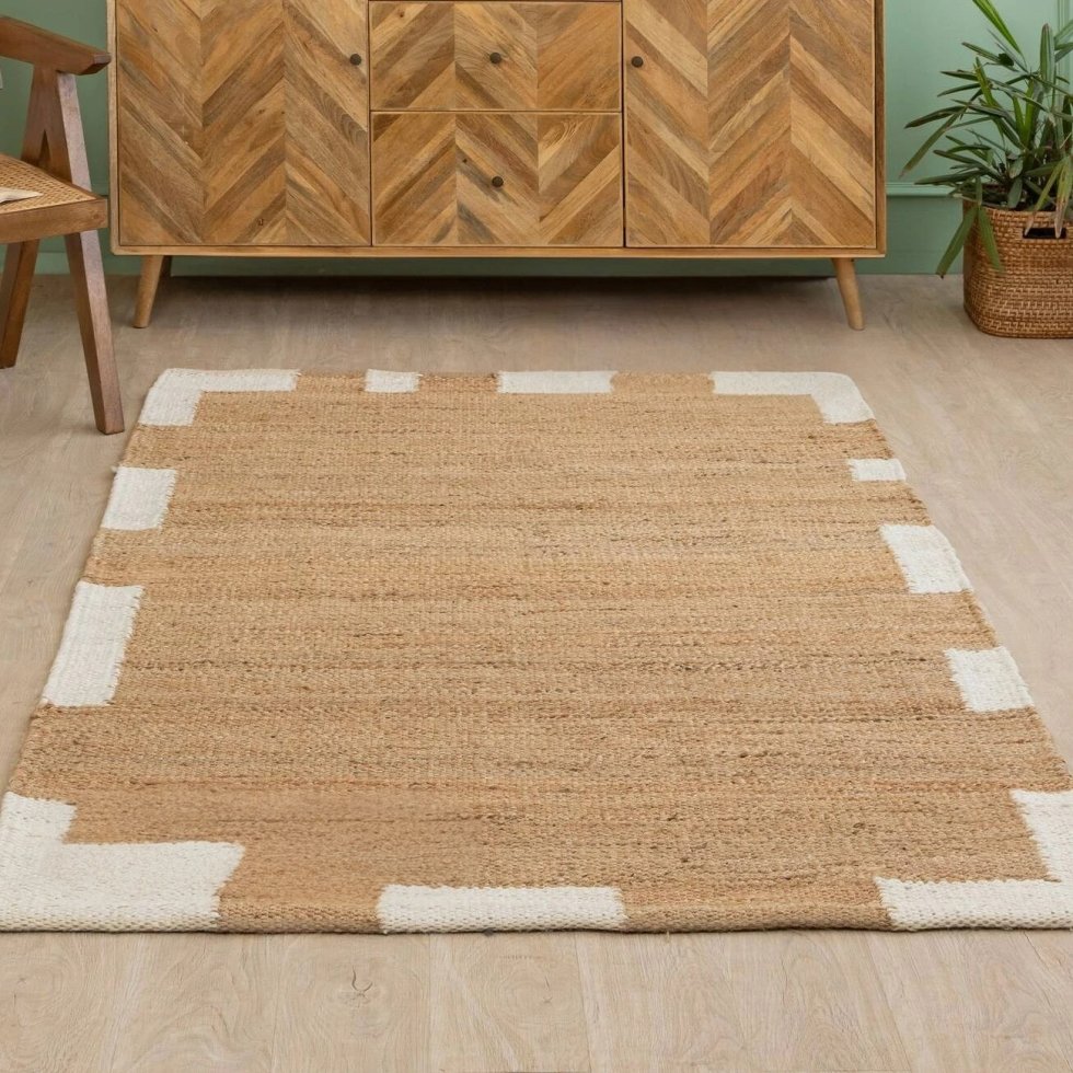 Jute en hennep tapijten met witte rand - Afbeelding 2