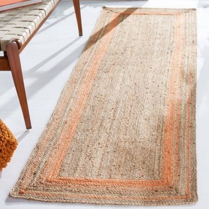 Jute vloerkleden met oranje bies