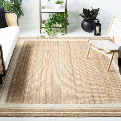 Jute vloerkleden met witte bies