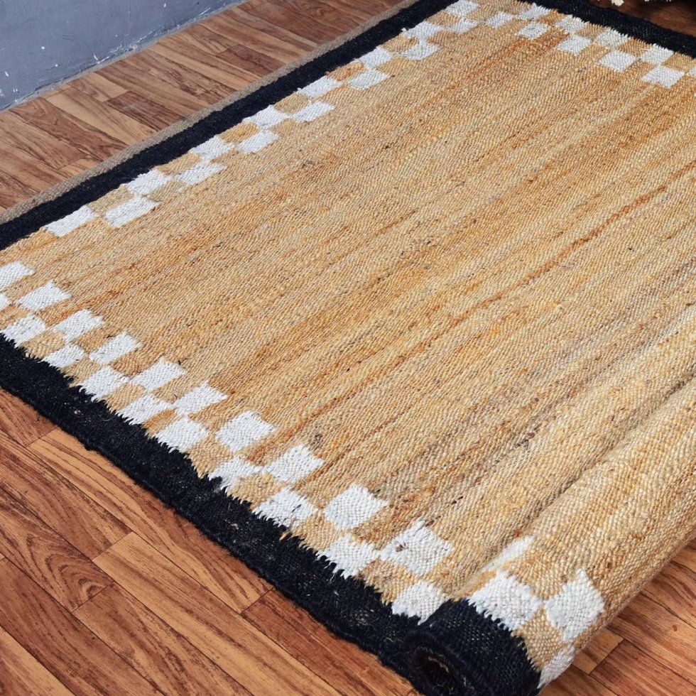 Jute vloerkleed met geruite rand - Afbeelding 3