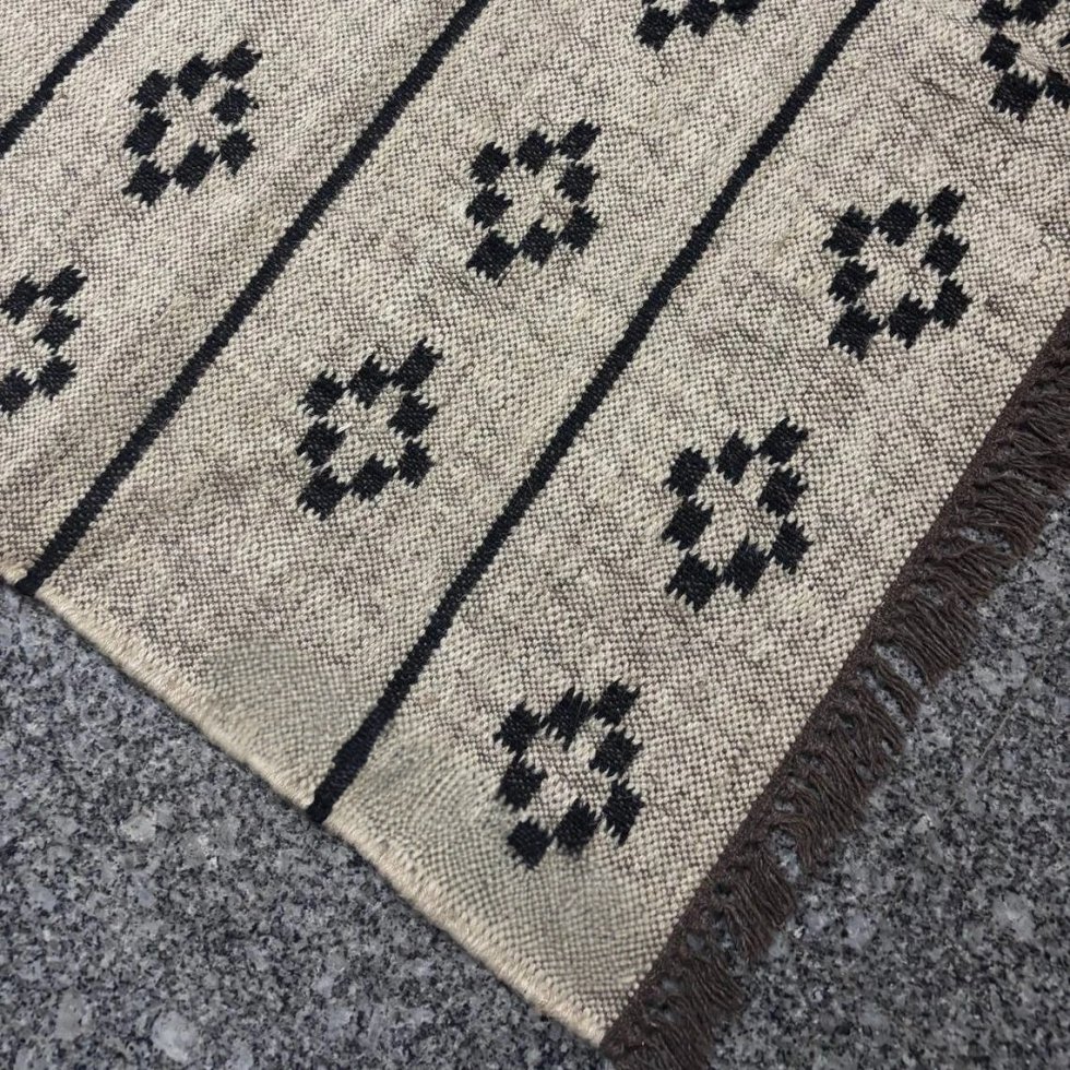 Lichtgrijs jute vloerkleed van wol - Afbeelding 5