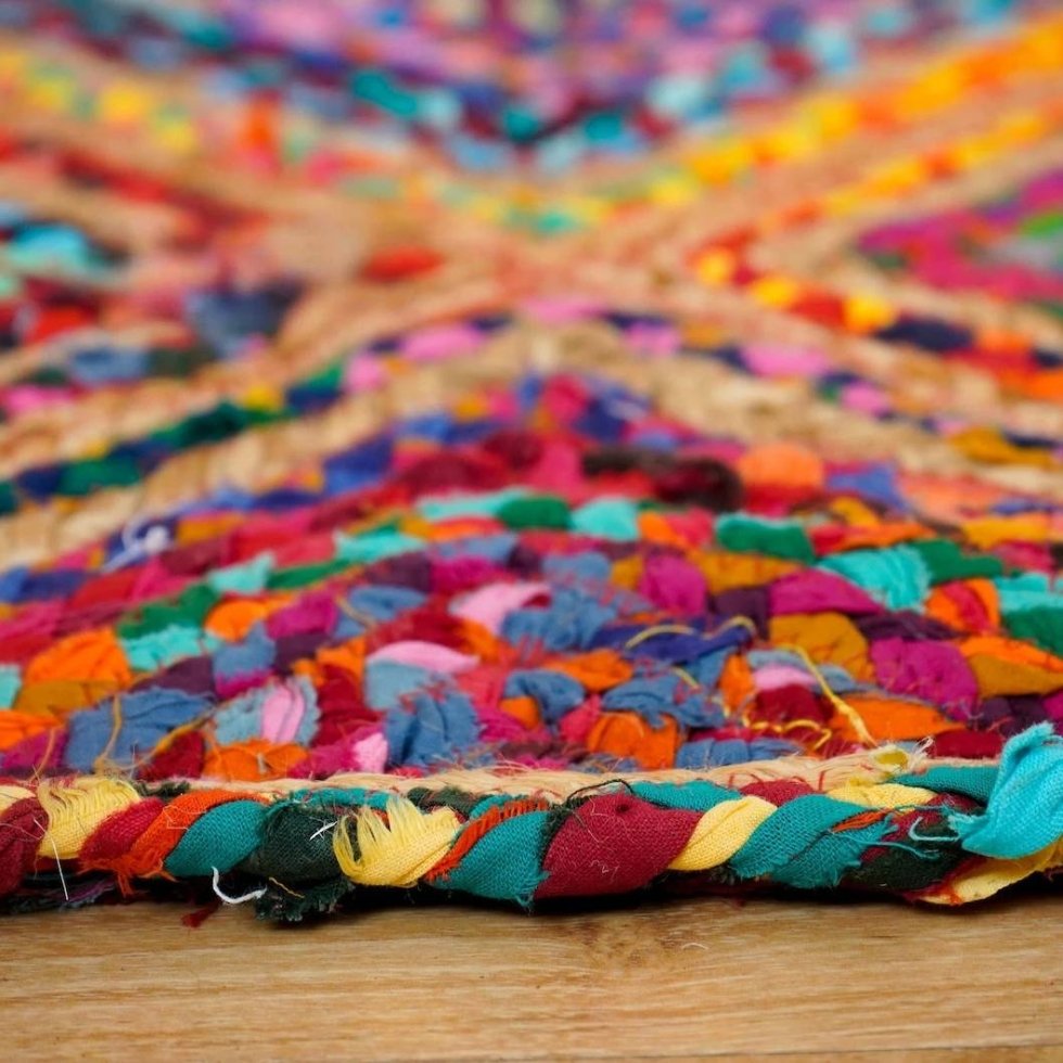 Multicolor Diamond tapijt van katoen en jute - Afbeelding 6