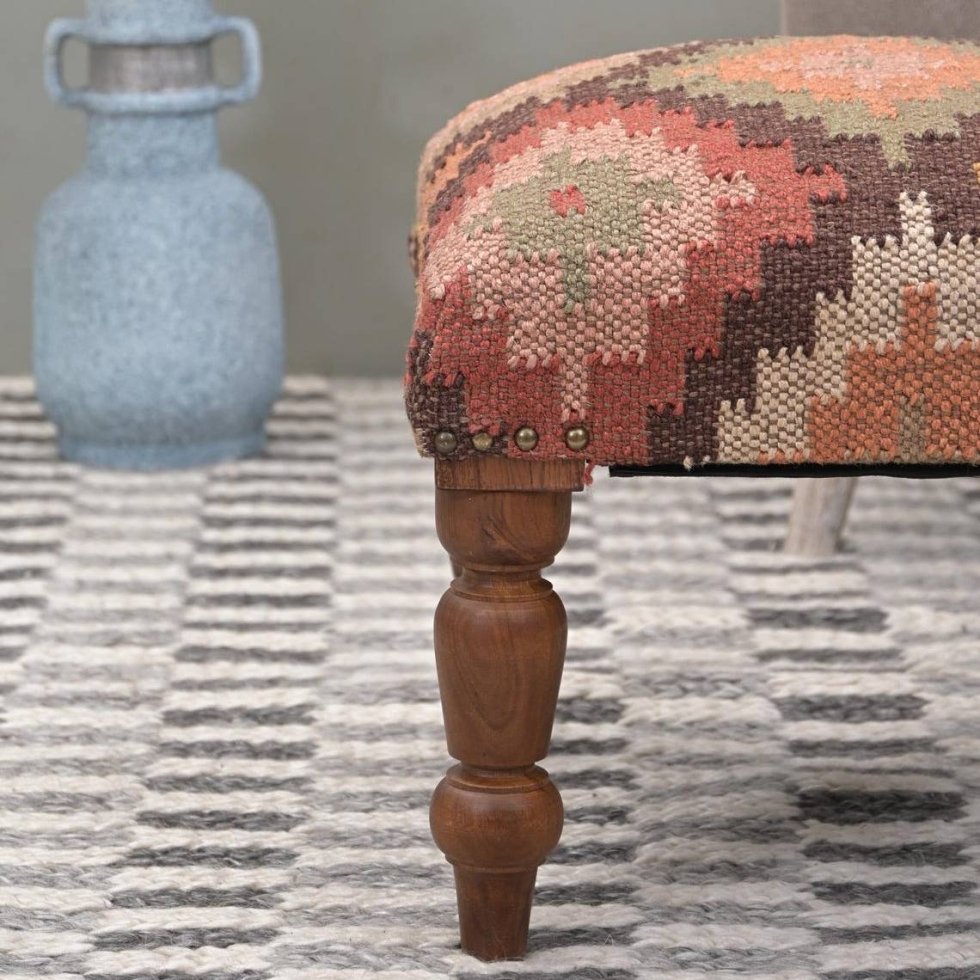 Multicolor diamond jute ottoman - Afbeelding 3