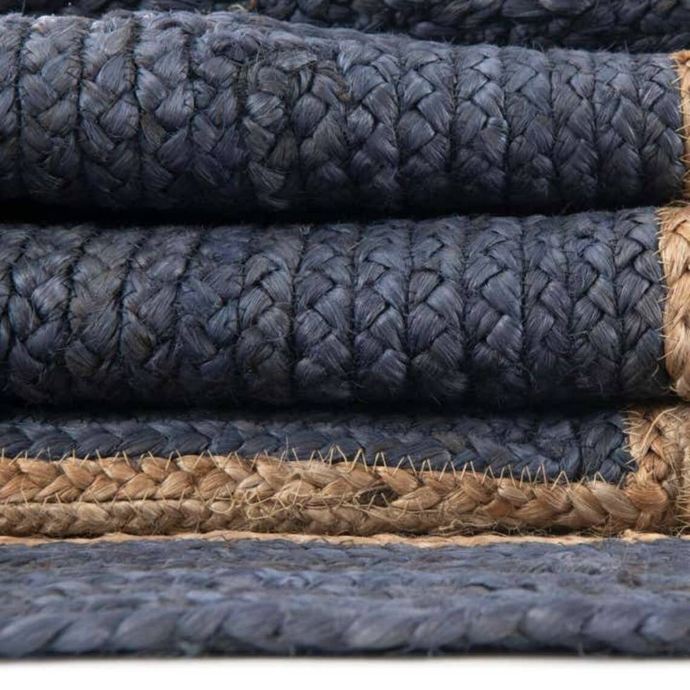 Natuurlijk en zwart doelwit jute rond tapijt - Afbeelding 5