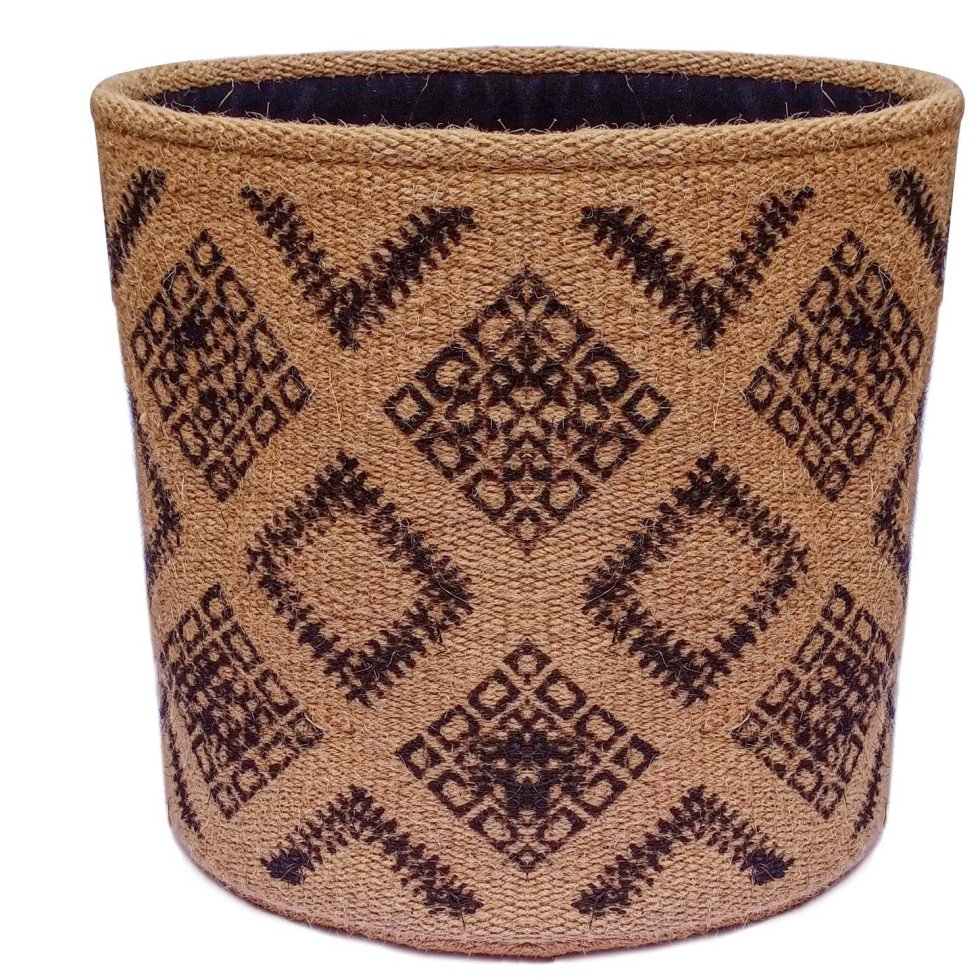 Natural and brown diamond jute basket - Afbeelding 2
