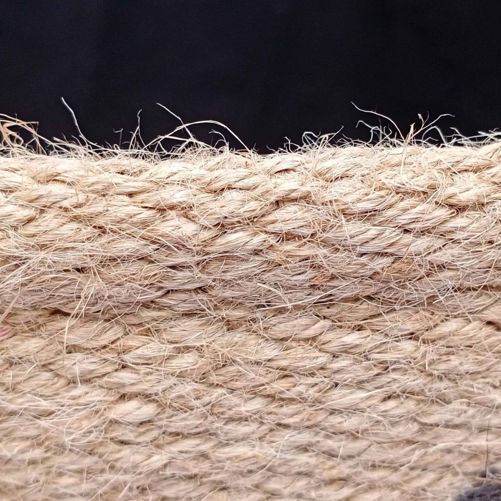 Natural and brown jute round basket - Afbeelding 3