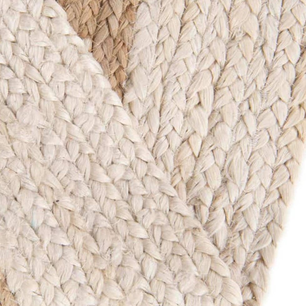 Jute rond vloerkleed in naturel en wit - Afbeelding 5