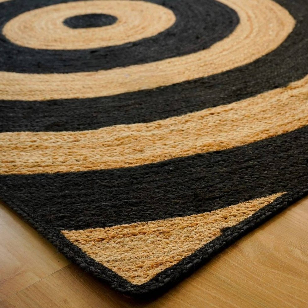 Natuurlijke zwarte jute vloerkleden voor de woonkamer - Afbeelding 3