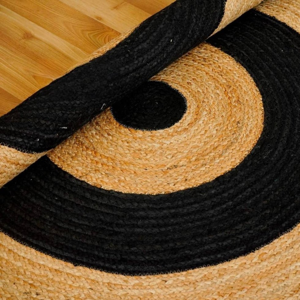 Natuurlijke zwarte jute vloerkleden voor de woonkamer - Afbeelding 4