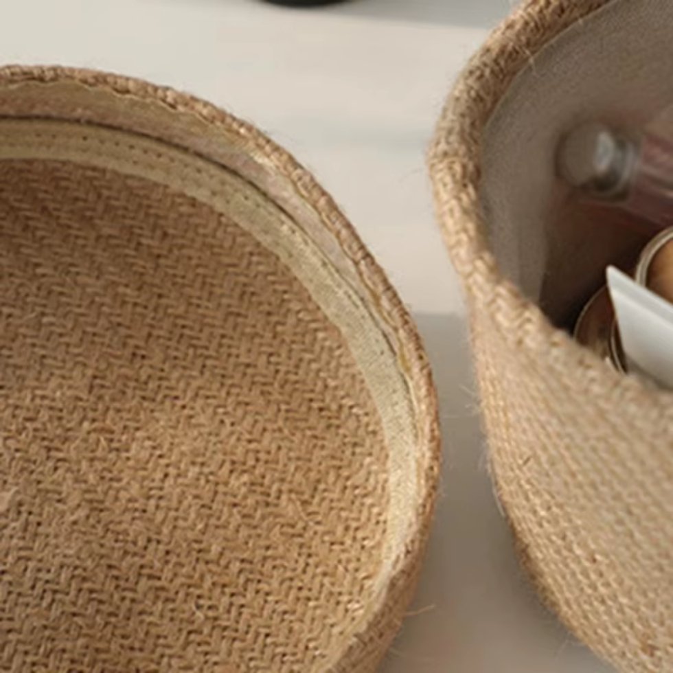 Natural jute round basket with lid - Afbeelding 4