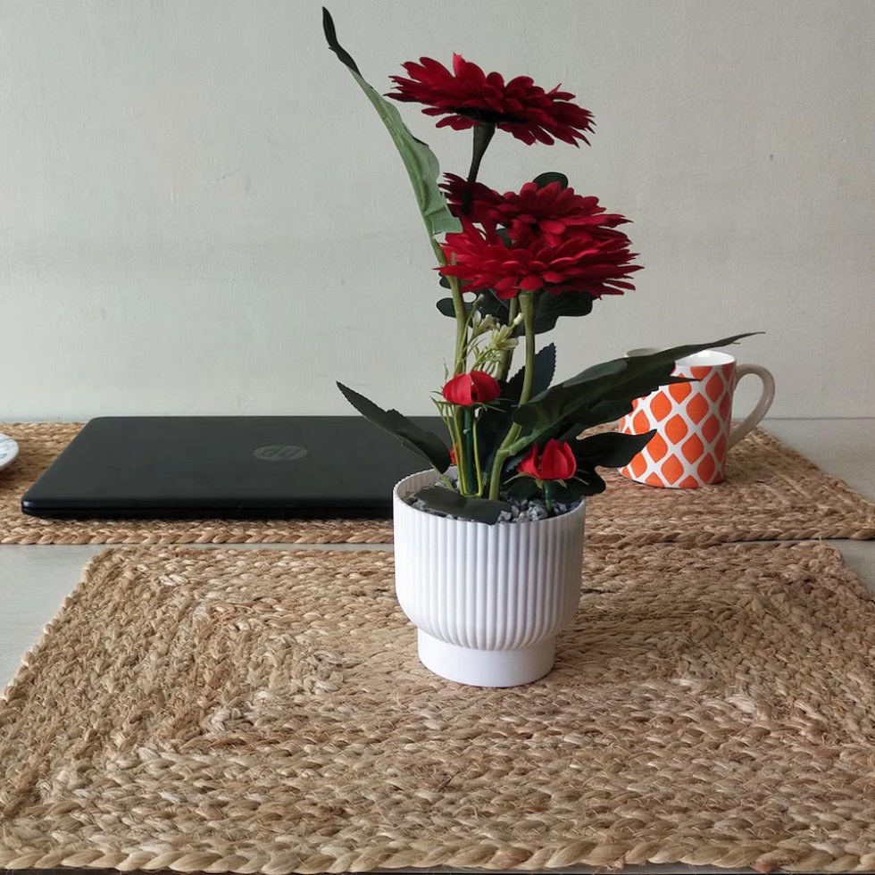 Rechthoekige placemats van natuurlijk jute