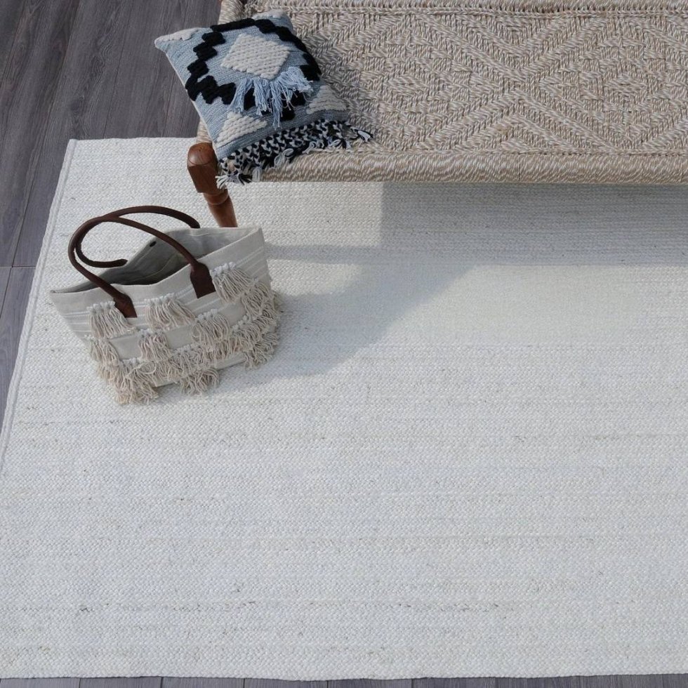 Naturel wit gevlochten jute vloerkleed - Afbeelding 3
