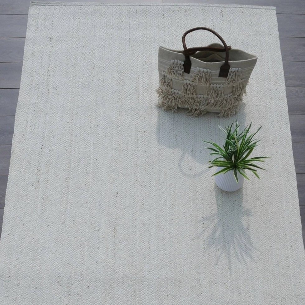 Naturel wit gevlochten jute vloerkleed