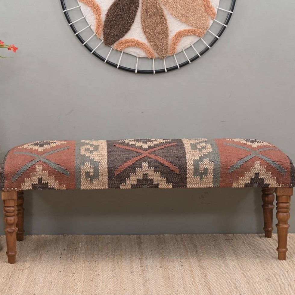 Oosterse kilim bank van wol en jute