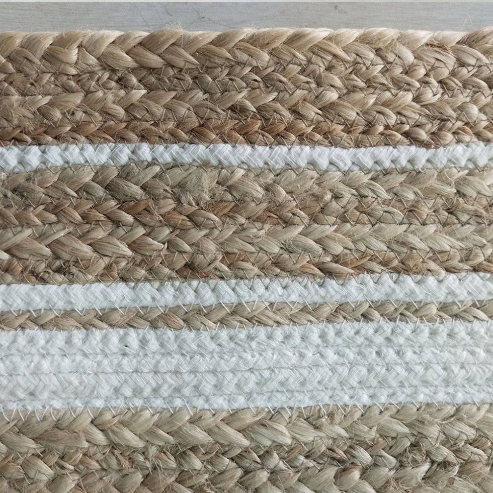 Ovale jute tafelloper en placemats met witte bies - Afbeelding 5