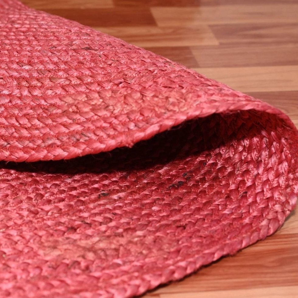 Roze gevlochten rond jute vloerkleed - Afbeelding 5