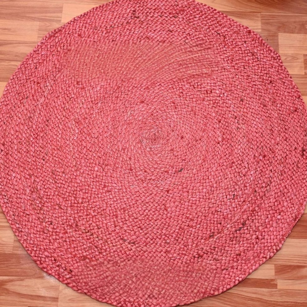 Roze gevlochten rond jute vloerkleed - Afbeelding 2