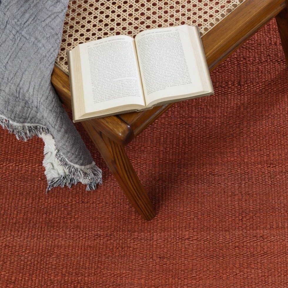 Rood jute en hennep vloerkleed - Afbeelding 3