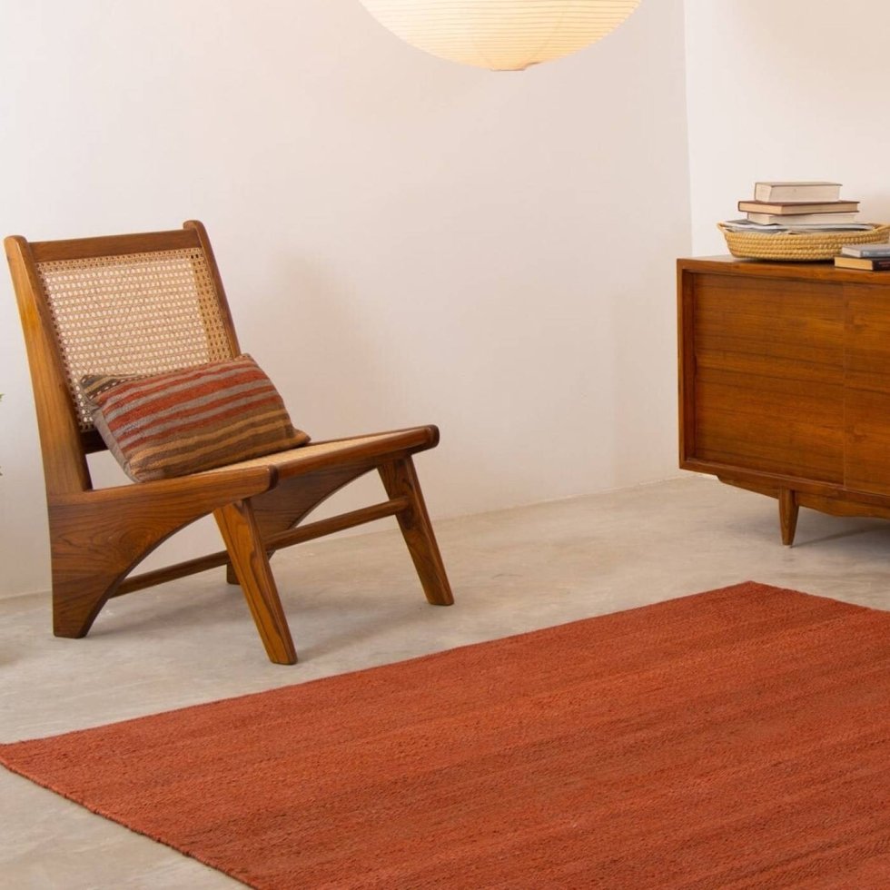 Rood jute en hennep vloerkleed - Afbeelding 2