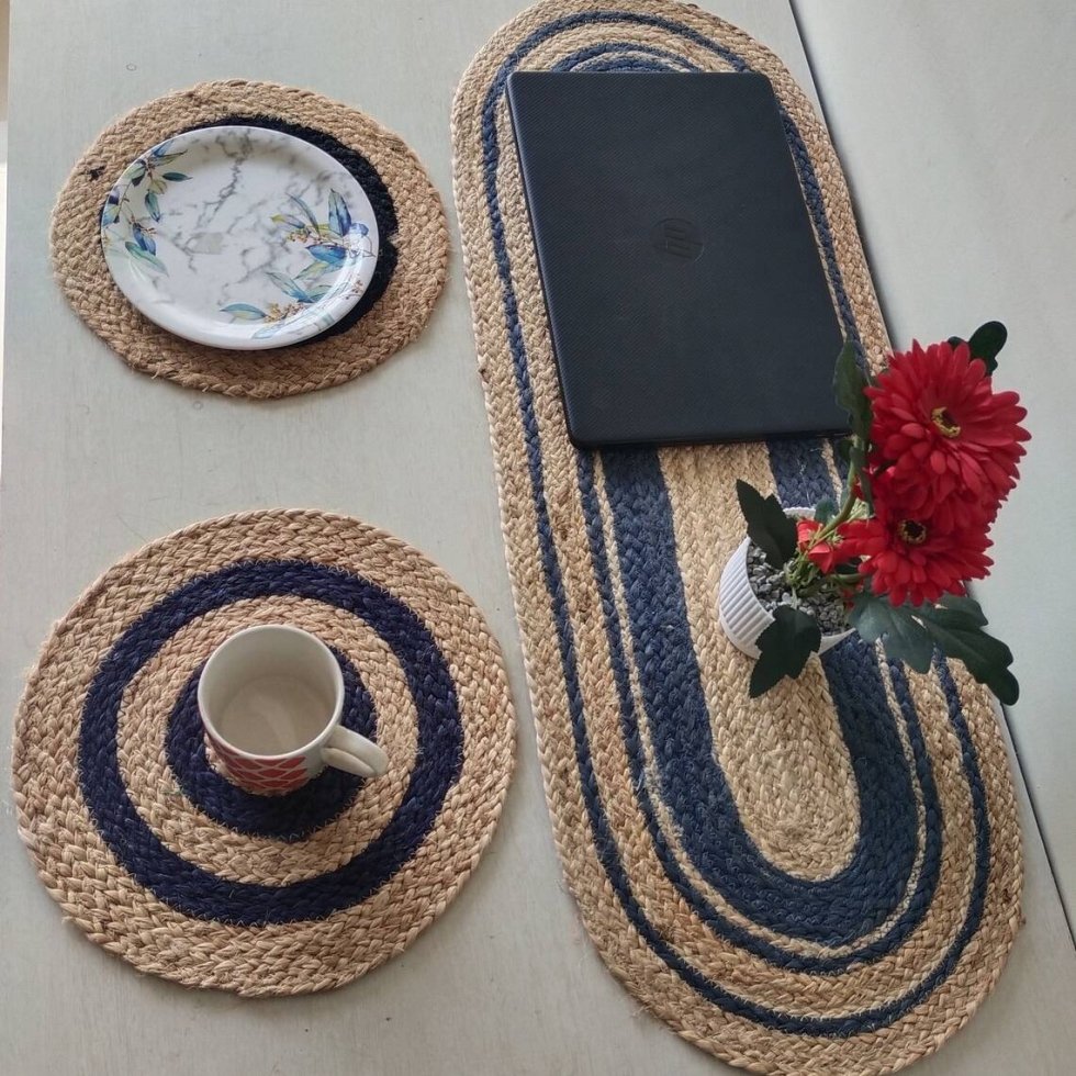 Ronde en ovale jute placemats - Afbeelding 2